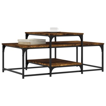 vidaXL Τραπεζάκι Σαλονιού Καπνιστή Δρυς 102x60x45cm Επεξεργ. Ξύλο 1 τεμ.