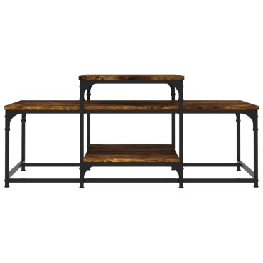 vidaXL Τραπεζάκι Σαλονιού Καπνιστή Δρυς 102x60x45cm Επεξεργ. Ξύλο 1 τεμ.