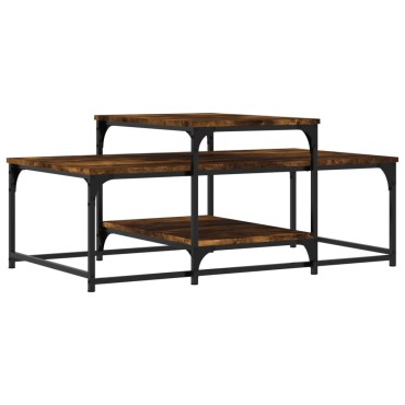 vidaXL Τραπεζάκι Σαλονιού Καπνιστή Δρυς 102x60x45cm Επεξεργ. Ξύλο 1 τεμ.