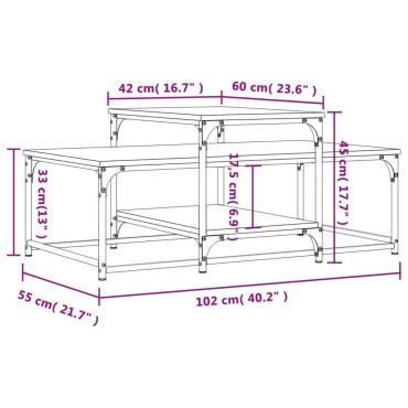 vidaXL Τραπεζάκι Σαλονιού Καπνιστή Δρυς 102x60x45cm Επεξεργ. Ξύλο 1 τεμ.