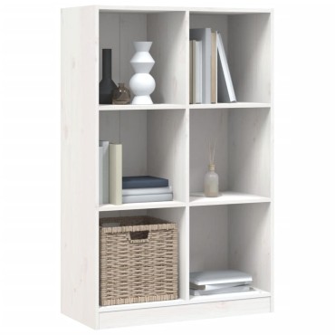 vidaXL Βιβλιοθήκη Λευκή 70x33x110cm από Μασίφ Ξύλο Πεύκου 1 τεμ.