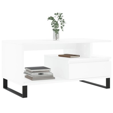 vidaXL Τραπεζάκι Σαλονιού Λευκό 90x49 x45cm από Επεξεργασμένο Ξύλο 1 τεμ.