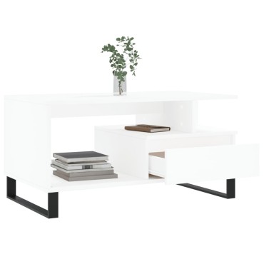 vidaXL Τραπεζάκι Σαλονιού Λευκό 90x49 x45cm από Επεξεργασμένο Ξύλο 1 τεμ.