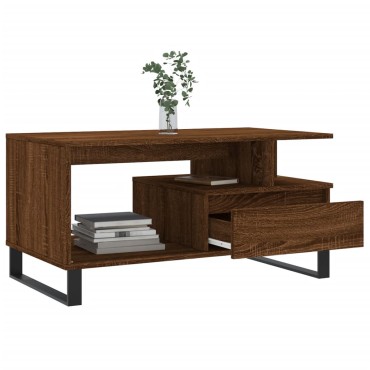vidaXL Τραπεζάκι Σαλονιού Καφέ Δρυς 90x49x45cm Επεξεργασμ. Ξύλο 1 τεμ.