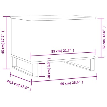 vidaXL Τραπεζάκι Σαλονιού Γκρι Sonoma 60x44,5x45cm Επεξεργασμένο Ξύλο 1 τεμ.