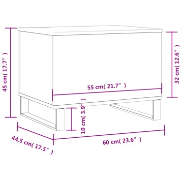 vidaXL Τραπεζάκι Σαλονιού Μαύρο 60x44,5x45cm Επεξεργασμένο Ξύλο 1 τεμ.