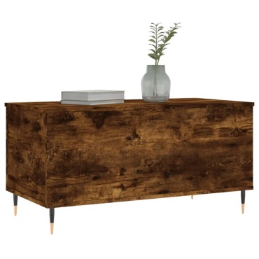 vidaXL Τραπεζάκι Σαλονιού Καπνιστή Δρυς 90x44,5x45cm Επεξ. Ξύλο 1 τεμ.