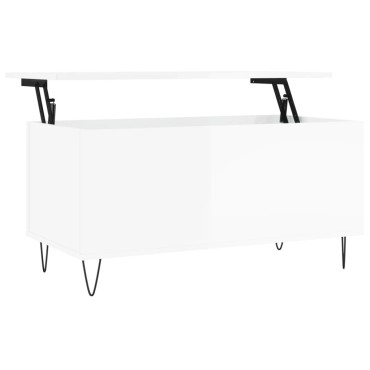 vidaXL Τραπεζάκι Σαλονιού Γυαλ. Λευκό 90x44,5x45cm Επεξεργ. Ξύλο 1 τεμ.
