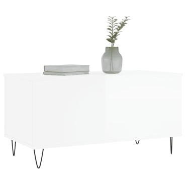 vidaXL Τραπεζάκι Σαλονιού Γυαλ. Λευκό 90x44,5x45cm Επεξεργ. Ξύλο 1 τεμ.