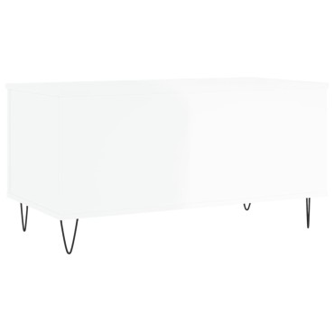 vidaXL Τραπεζάκι Σαλονιού Γυαλ. Λευκό 90x44,5x45cm Επεξεργ. Ξύλο 1 τεμ.