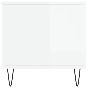 vidaXL Τραπεζάκι Σαλονιού Γυαλ. Λευκό 90x44,5x45cm Επεξεργ. Ξύλο 1 τεμ.
