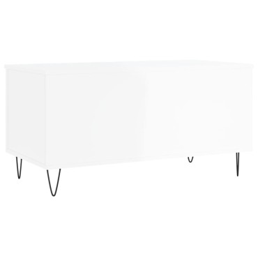vidaXL Τραπεζάκι Σαλονιού Γυαλ. Λευκό 90x44,5x45cm Επεξεργ. Ξύλο 1 τεμ.