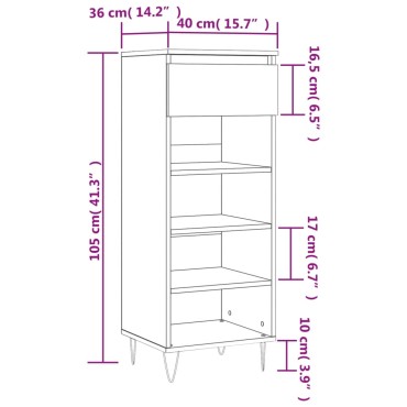 vidaXL Παπουτσοθήκη Μαύρη 40x36x105cm από Επεξεργασμένο Ξύλο