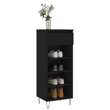 vidaXL Παπουτσοθήκη Μαύρη 40x36x105cm από Επεξεργασμένο Ξύλο