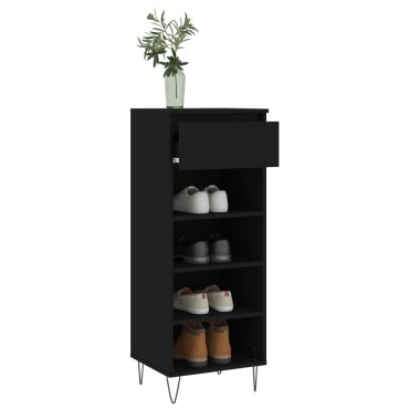 vidaXL Παπουτσοθήκη Μαύρη 40x36x105cm από Επεξεργασμένο Ξύλο