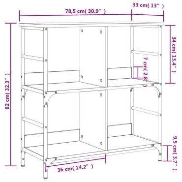 vidaXL Βιβλιοθήκη Μαύρη 78,5x33x82cm από Επεξεργασμένο Ξύλο 1 τεμ.