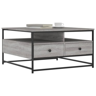 vidaXL Τραπεζάκι Σαλονιού Γκρι Sonoma 80x80x45cm Επεξεργ. Ξύλο 1 τεμ.