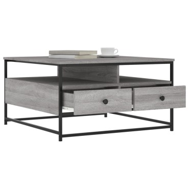 vidaXL Τραπεζάκι Σαλονιού Γκρι Sonoma 80x80x45cm Επεξεργ. Ξύλο 1 τεμ.