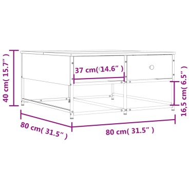 vidaXL Τραπεζάκι Σαλονιού Γκρι Sonoma 80x80x40cm Επεξεργασμένο Ξύλο 1 τεμ.