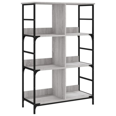 vidaXL Βιβλιοθήκη Γκρι Sonoma 78,5x33x117,5cm Επεξεργασμένο Ξύλο 1 τεμ.