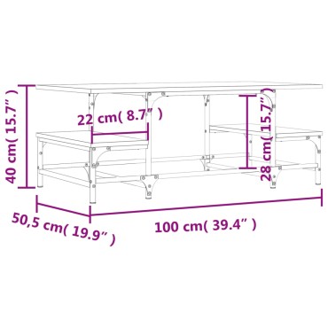vidaXL Τραπεζάκι Σαλονιού Μαύρο 100x50,5x40cm από Επεξεργασμένο Ξύλο 1 τεμ.