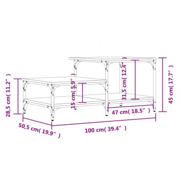 vidaXL Τραπεζάκι Σαλονιού Καφέ Δρυς 100x50,5x45cm Επεξεργασμένο Ξύλο 1 τεμ.