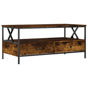 vidaXL Τραπεζάκι Σαλονιού Καπνιστή Δρυς 100x51x 45cm Επεξεργ. Ξύλο 1 τεμ.