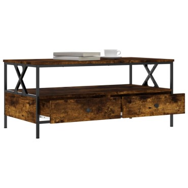 vidaXL Τραπεζάκι Σαλονιού Καπνιστή Δρυς 100x51x 45cm Επεξεργ. Ξύλο 1 τεμ.