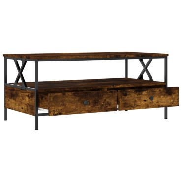 vidaXL Τραπεζάκι Σαλονιού Καπνιστή Δρυς 100x51x 45cm Επεξεργ. Ξύλο 1 τεμ.