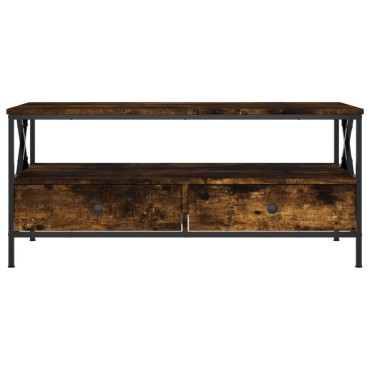 vidaXL Τραπεζάκι Σαλονιού Καπνιστή Δρυς 100x51x 45cm Επεξεργ. Ξύλο 1 τεμ.