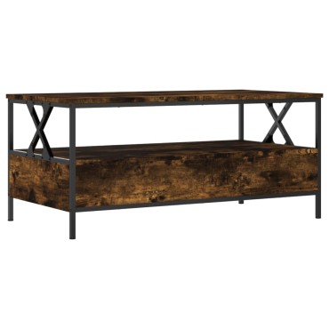 vidaXL Τραπεζάκι Σαλονιού Καπνιστή Δρυς 100x51x 45cm Επεξεργ. Ξύλο 1 τεμ.