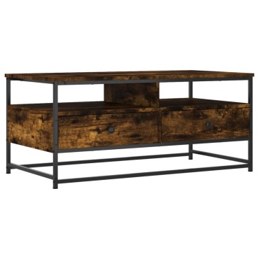 vidaXL Τραπεζάκι Σαλονιού Καπνιστή Δρυς 100x51x 45cm Επεξεργ. Ξύλο 1 τεμ.
