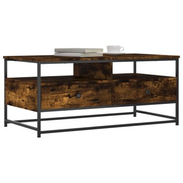 vidaXL Τραπεζάκι Σαλονιού Καπνιστή Δρυς 100x51x 45cm Επεξεργ. Ξύλο 1 τεμ.