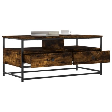 vidaXL Τραπεζάκι Σαλονιού Καπνιστή Δρυς 100x51x 45cm Επεξεργ. Ξύλο 1 τεμ.