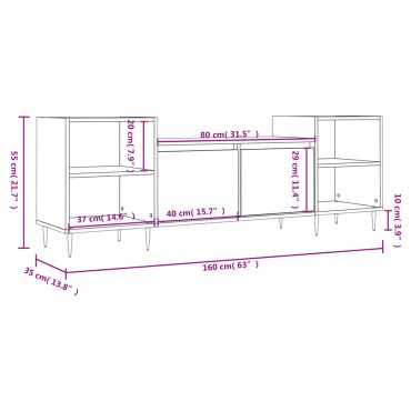 vidaXL Έπιπλο Τηλεόρασης Γυαλ. Λευκό 160x35x55cm Επεξεργασμένο Ξύλο