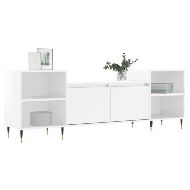 vidaXL Έπιπλο Τηλεόρασης Γυαλ. Λευκό 160x35x55cm Επεξεργασμένο Ξύλο
