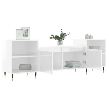 vidaXL Έπιπλο Τηλεόρασης Γυαλ. Λευκό 160x35x55cm Επεξεργασμένο Ξύλο