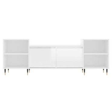 vidaXL Έπιπλο Τηλεόρασης Γυαλ. Λευκό 160x35x55cm Επεξεργασμένο Ξύλο