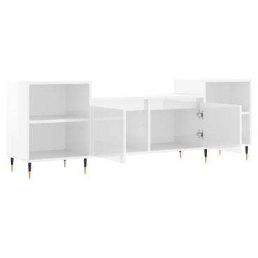 vidaXL Έπιπλο Τηλεόρασης Γυαλ. Λευκό 160x35x55cm Επεξεργασμένο Ξύλο