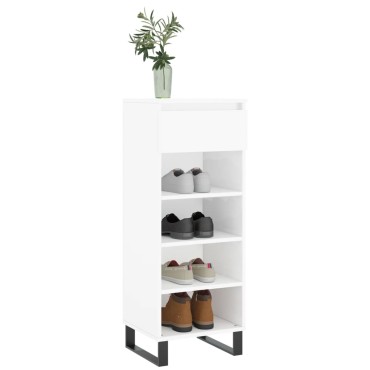 vidaXL Παπουτσοθήκη Γυαλιστερό Λευκό 40x36x105cm Επεξεργασμένο Ξύλο