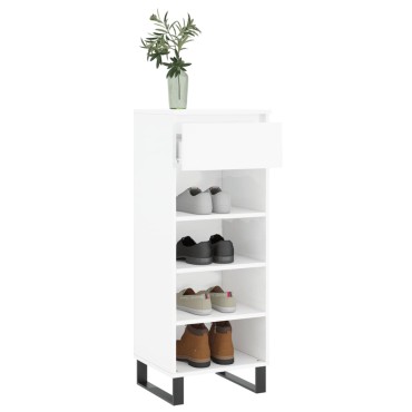 vidaXL Παπουτσοθήκη Γυαλιστερό Λευκό 40x36x105cm Επεξεργασμένο Ξύλο