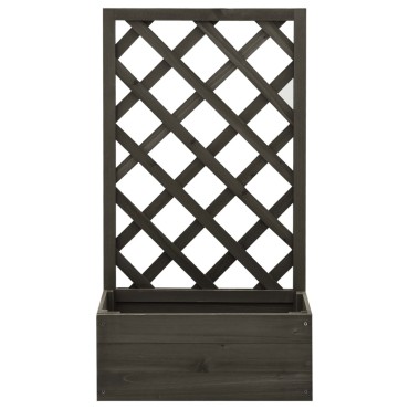 vidaXL Γλάστρα Κήπου με Καφασωτό Γκρι 50x25x90 εκ. Μασίφ Ξύλο Ελάτης