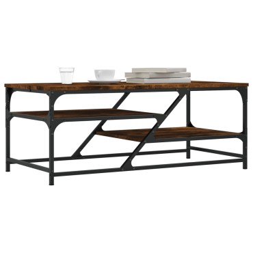 vidaXL Τραπεζάκι Σαλονιού Καπνιστή Δρυς 100x49x40cm Επεξεργ. Ξύλο 1 τεμ.