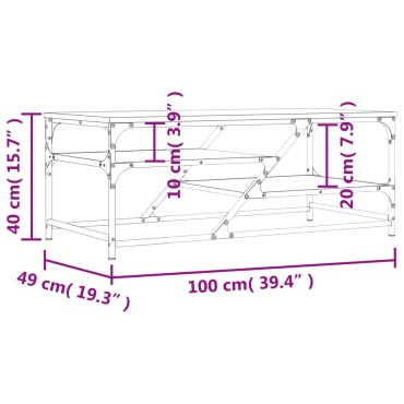 vidaXL Τραπεζάκι Σαλονιού Καπνιστή Δρυς 100x49x40cm Επεξεργ. Ξύλο 1 τεμ.