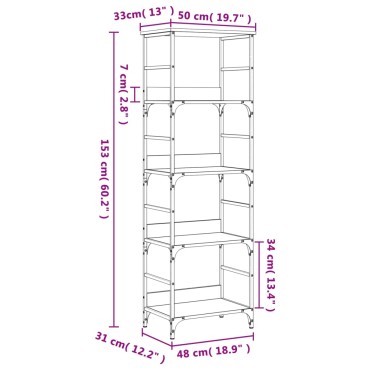 vidaXL Βιβλιοθήκη Μαύρη 50x33x153cm από Επεξεργασμένο Ξύλο 1 τεμ.