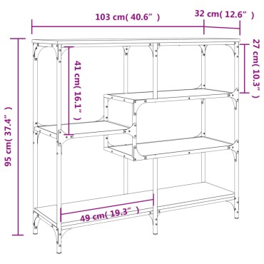 vidaXL Τραπέζι Κονσόλα Μαύρο 103x32x95cm Επεξεργασμένο Ξύλο 1 τεμ.