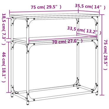 vidaXL Τραπέζι Κονσόλα Μαύρο 75x35,5x75cm από Επεξεργ. Ξύλο 1 τεμ.