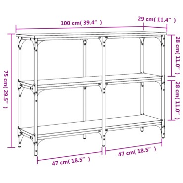 vidaXL Τραπέζι Κονσόλα Καπνιστή Δρυς 100x29x75cm Επεξεργ. Ξύλο 1 τεμ.