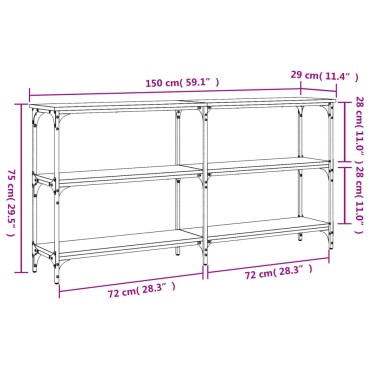 vidaXL Τραπέζι Κονσόλα Καφέ Δρυς 150x29x75cm Επεξεργασμένο Ξύλο 1 τεμ.