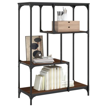 vidaXL Βιβλιοθήκη Καφέ Δρυς 81x36x115cm Επεξεργ. Ξύλο / Ατσάλι 1 τεμ.